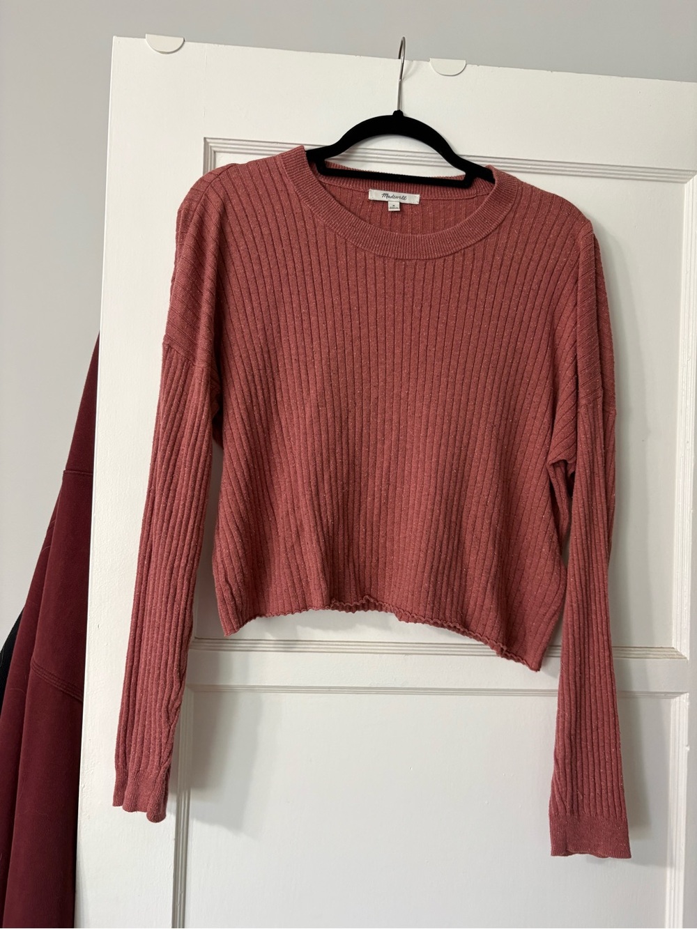 Madewell Ribbed Crewneck Sweater - Rose Pink